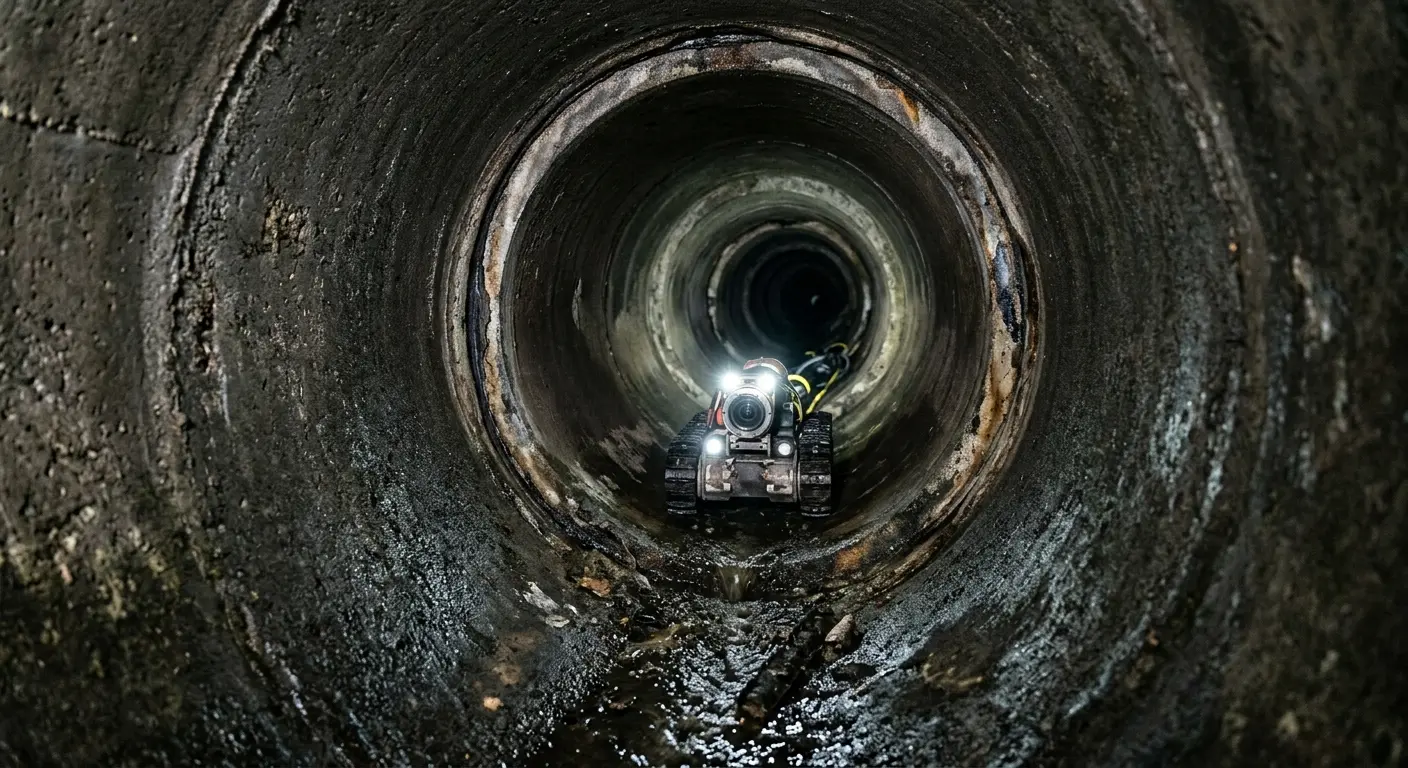 Robotic sewer camera inspecting pipe interior for Sewer Line Cleaning in Paloma Creek South
